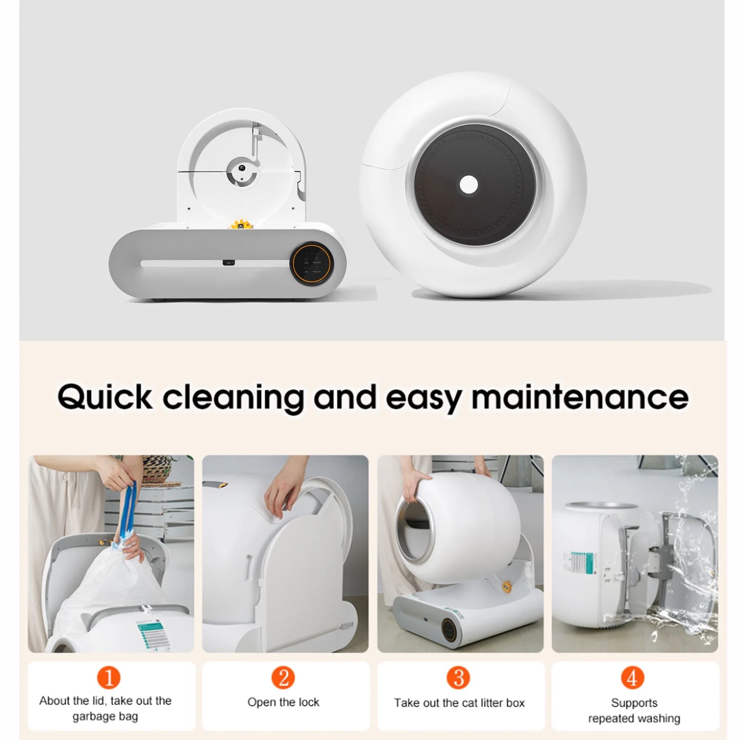 Revolutionary Self-Cleaning Litter Box with App Control & Safety Features - Smart Automatic Cat Litter Box with Liner