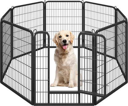 Ultimate 8-Panel Dog Playpen - 40" High Portable Fence with Gate for Medium/Large Breeds - Perfect for Indoor & Outdoor Use!