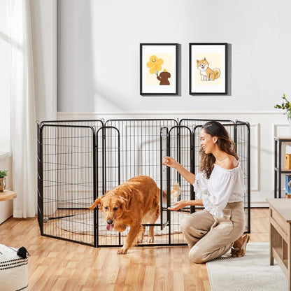 Ultimate 8-Panel Dog Playpen - 40" High Portable Fence with Gate for Medium/Large Breeds - Perfect for Indoor & Outdoor Use!