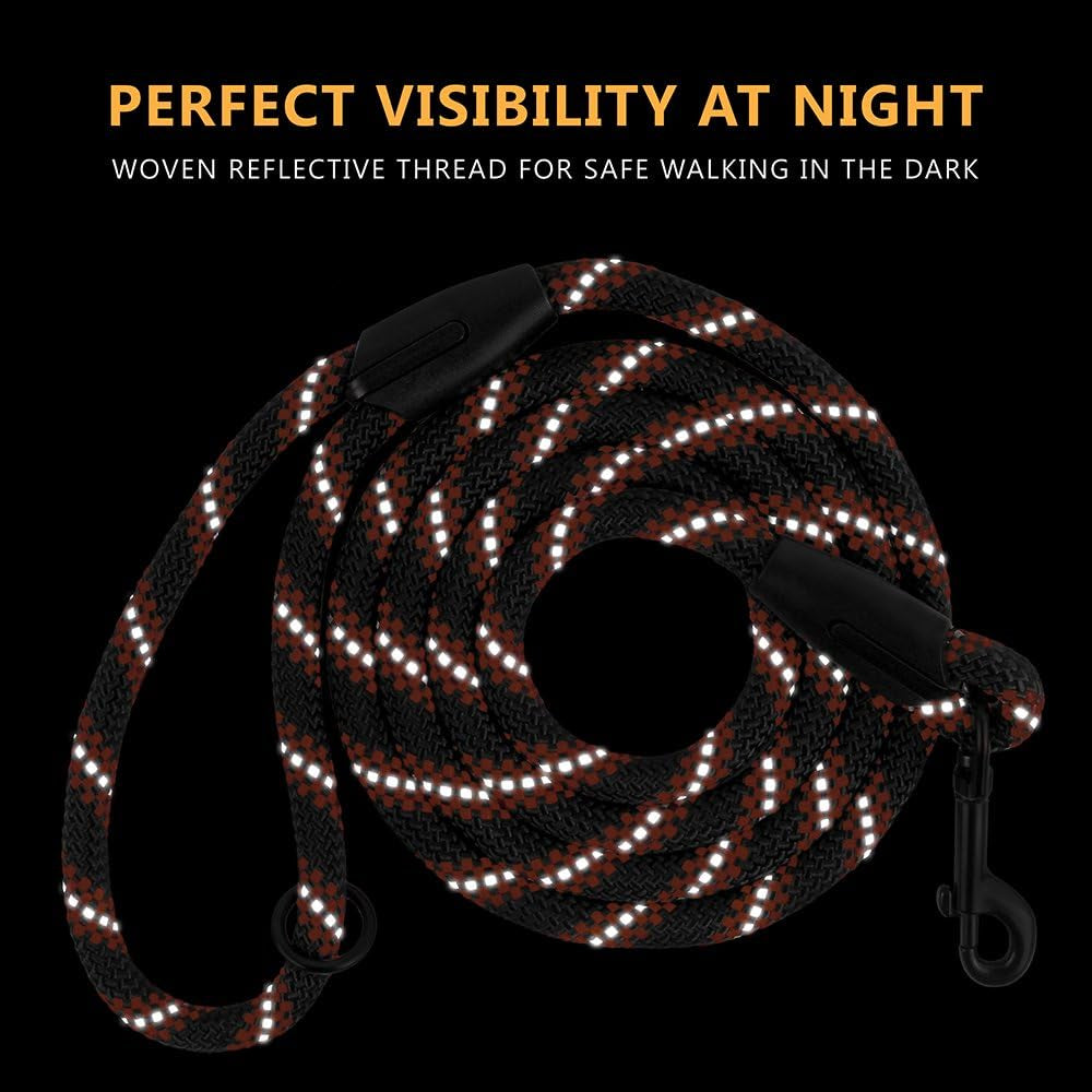 Rope Dog Leash 6Ft Mountain Climbing Training Slip Show Lead Braided Reflective Leashes for Small Medium Large Dogs (L/XL Standard Dog Leash, Orange)