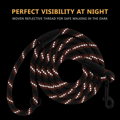Rope Dog Leash 6Ft Mountain Climbing Training Slip Show Lead Braided Reflective Leashes for Small Medium Large Dogs (L/XL Standard Dog Leash, Orange)