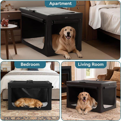 Ultimate Portable Dog Crate for Small Dogs - 24" Soft Travel Kennel with Lockable Zippers, Thick Mat, and Adjustable Steel Frame - Perfect for Indoor & Outdoor Use!