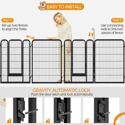 Ultimate 8-Panel Dog Playpen - 40" High Portable Fence with Gate for Medium/Large Breeds - Perfect for Indoor & Outdoor Use!