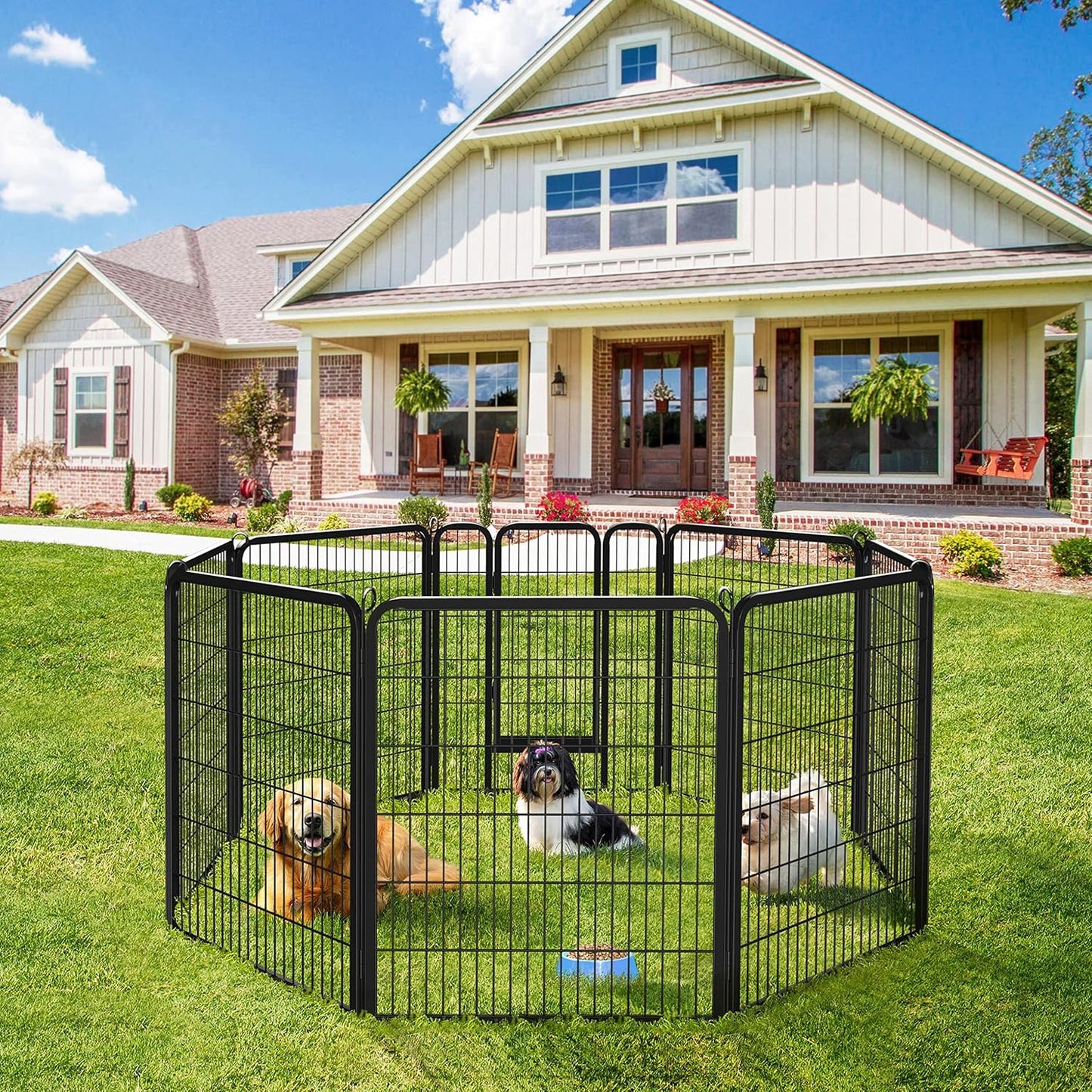 Ultimate 8-Panel Dog Playpen - 40" High Portable Fence with Gate for Medium/Large Breeds - Perfect for Indoor & Outdoor Use!