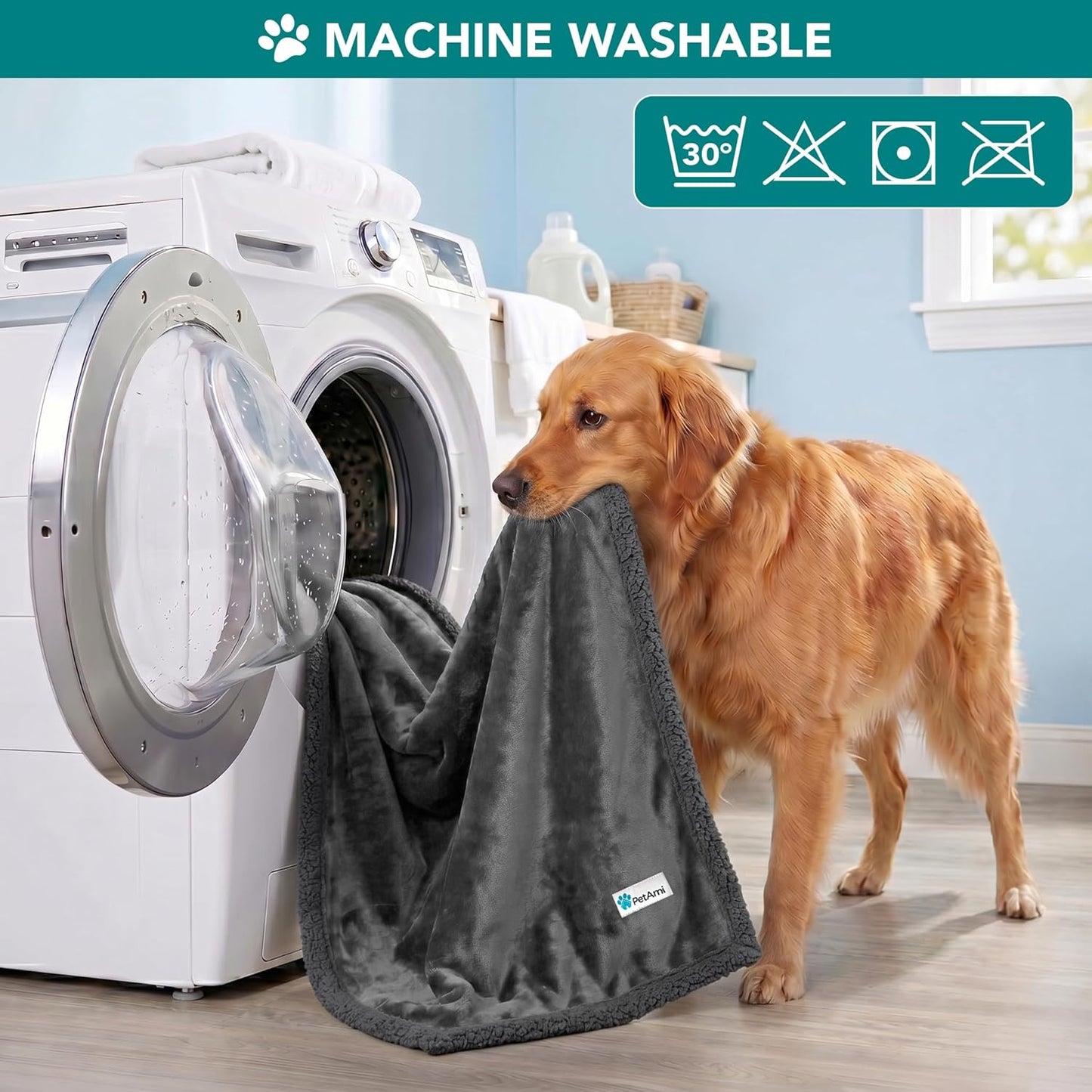 Dog Blanket for Bed, XL Pet Blanket Large Dogs, Fleece Furniture Couch Cover Protector Sofa Car Crate Kennel, Soft Sherpa Cat Throw Plush Reversible Washable, Twin 60X80 Solid Dark Gray