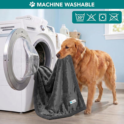 Dog Blanket for Bed, XL Pet Blanket Large Dogs, Fleece Furniture Couch Cover Protector Sofa Car Crate Kennel, Soft Sherpa Cat Throw Plush Reversible Washable, Twin 60X80 Solid Dark Gray