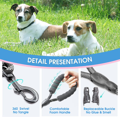 Premium Reflective Dog Leash with Padded Handle - 2/4/5/6 FT Options for All Dog Sizes (5FT-1/2'', Black)