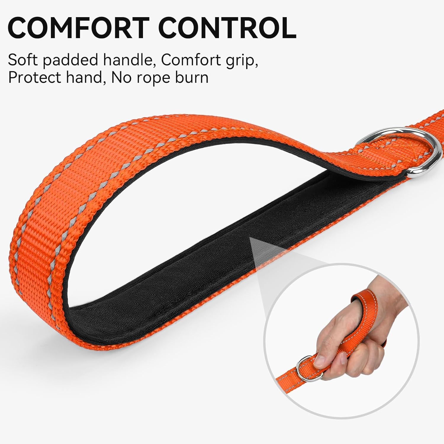 Premium 5 FT Double-Sided Reflective Dog Leash with Padded Handle - Heavy Duty Nylon for Medium & Large Dogs - Vibrant Orange