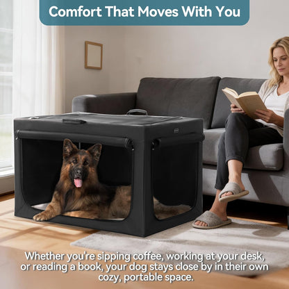 Ultimate Portable Dog Crate for Small Dogs - 24" Soft Travel Kennel with Lockable Zippers, Thick Mat, and Adjustable Steel Frame - Perfect for Indoor & Outdoor Use!