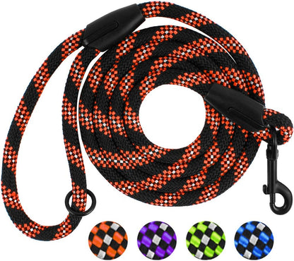 Rope Dog Leash 6Ft Mountain Climbing Training Slip Show Lead Braided Reflective Leashes for Small Medium Large Dogs (L/XL Standard Dog Leash, Orange)