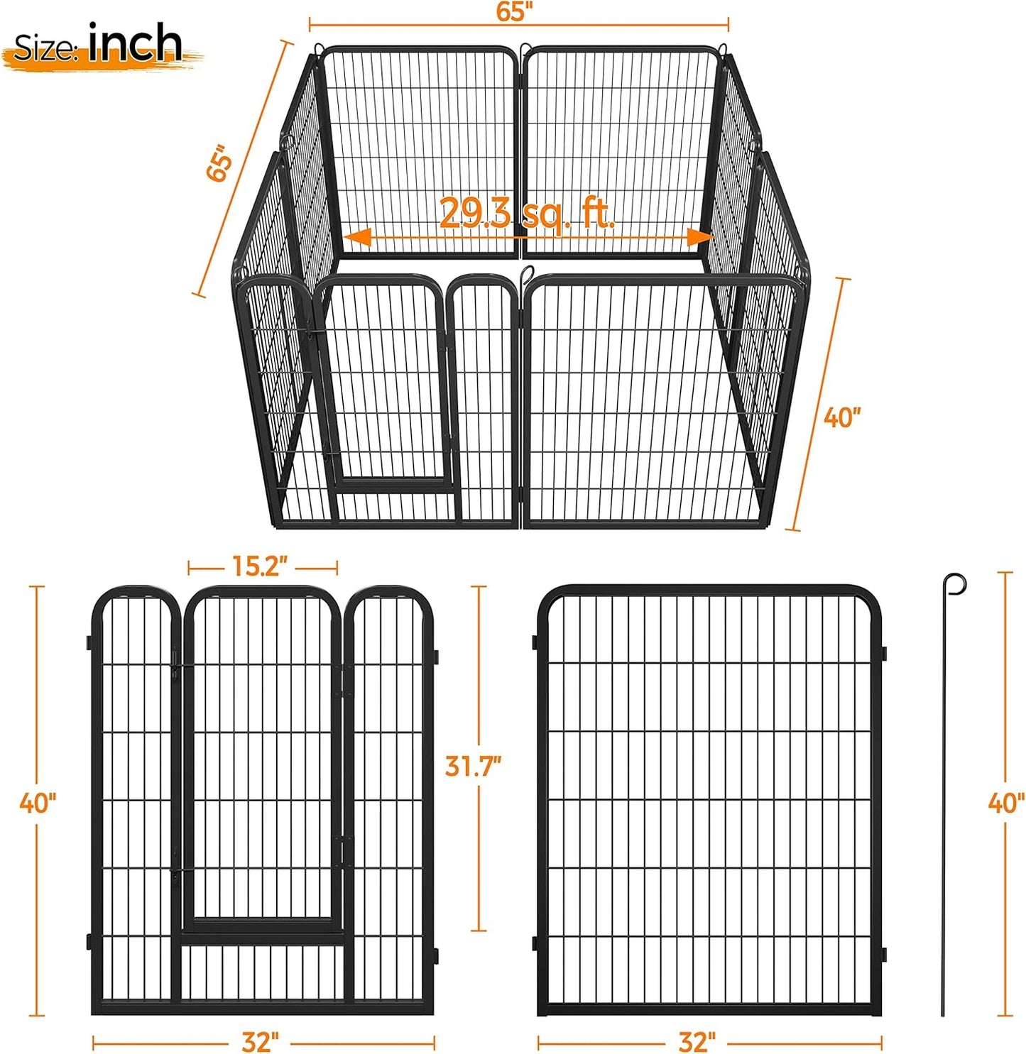 Ultimate 8-Panel Dog Playpen - 40" High Portable Fence with Gate for Medium/Large Breeds - Perfect for Indoor & Outdoor Use!