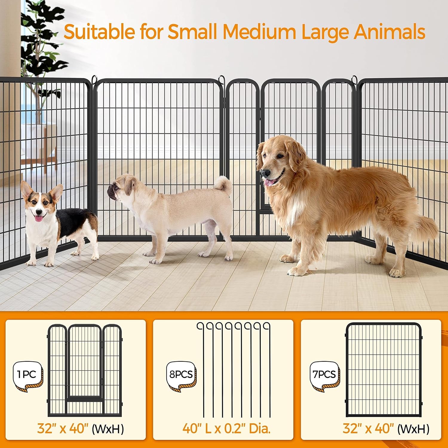 Ultimate 8-Panel Dog Playpen - 40" High Portable Fence with Gate for Medium/Large Breeds - Perfect for Indoor & Outdoor Use!