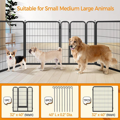 Ultimate 8-Panel Dog Playpen - 40" High Portable Fence with Gate for Medium/Large Breeds - Perfect for Indoor & Outdoor Use!