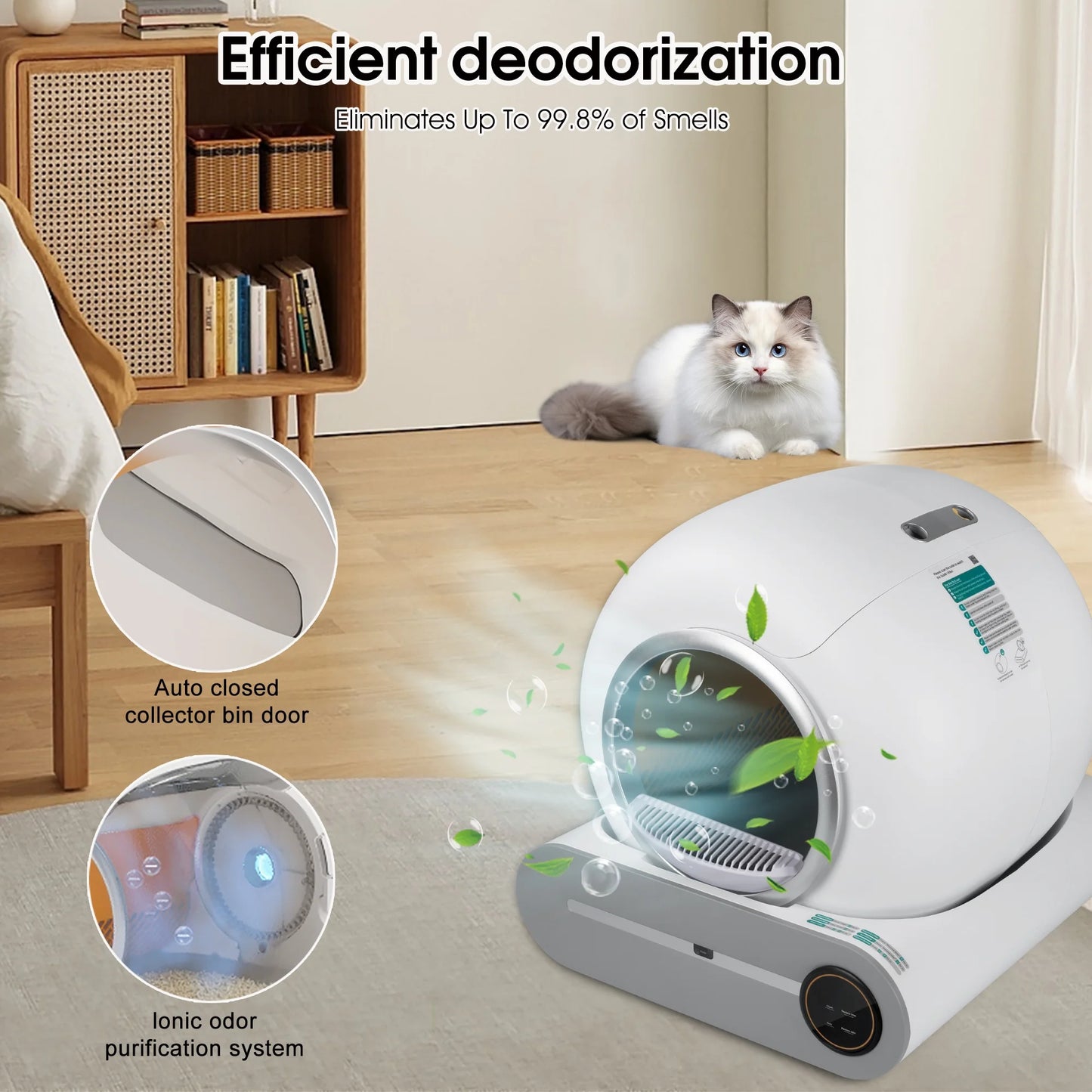 Revolutionary Self-Cleaning Litter Box with App Control & Safety Features - Smart Automatic Cat Litter Box with Liner