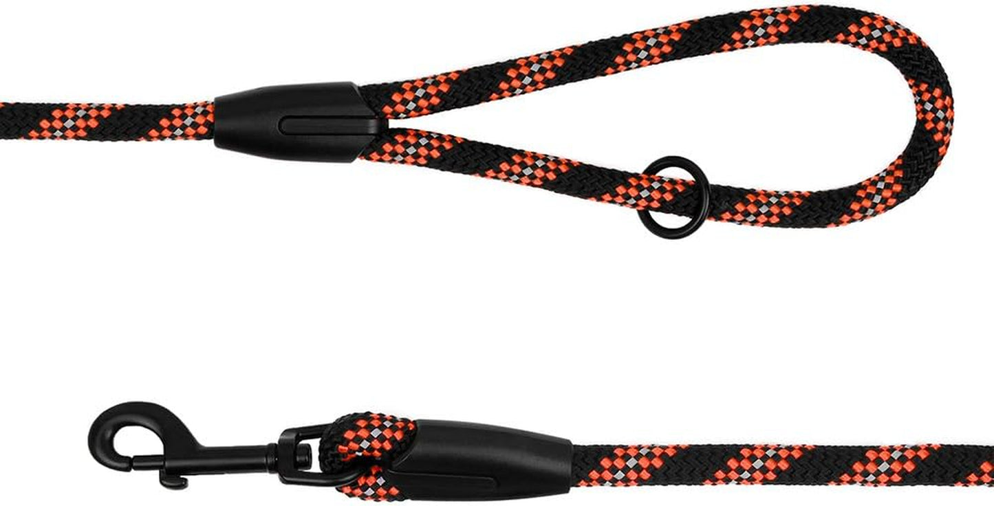 Rope Dog Leash 6Ft Mountain Climbing Training Slip Show Lead Braided Reflective Leashes for Small Medium Large Dogs (L/XL Standard Dog Leash, Orange)