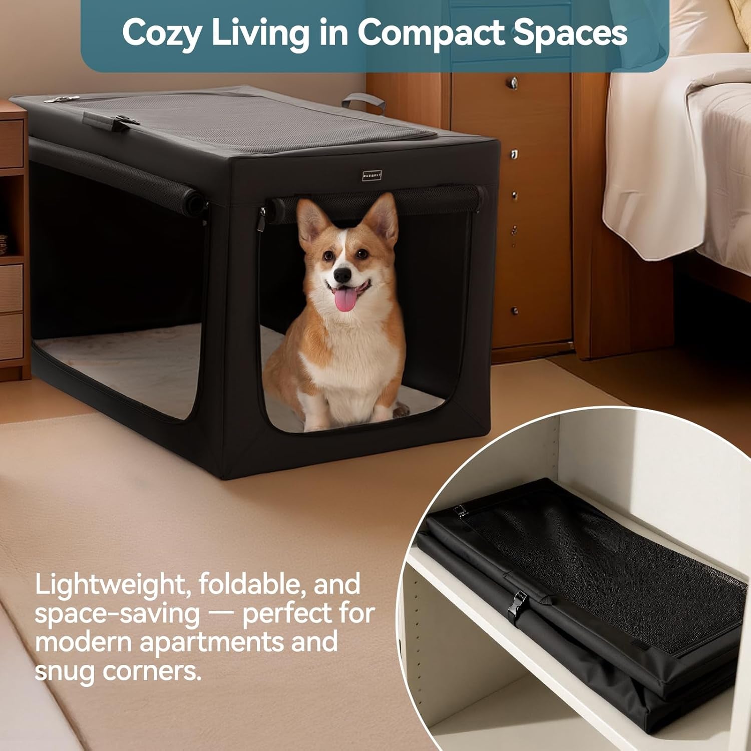 Ultimate Portable Dog Crate for Small Dogs - 24" Soft Travel Kennel with Lockable Zippers, Thick Mat, and Adjustable Steel Frame - Perfect for Indoor & Outdoor Use!