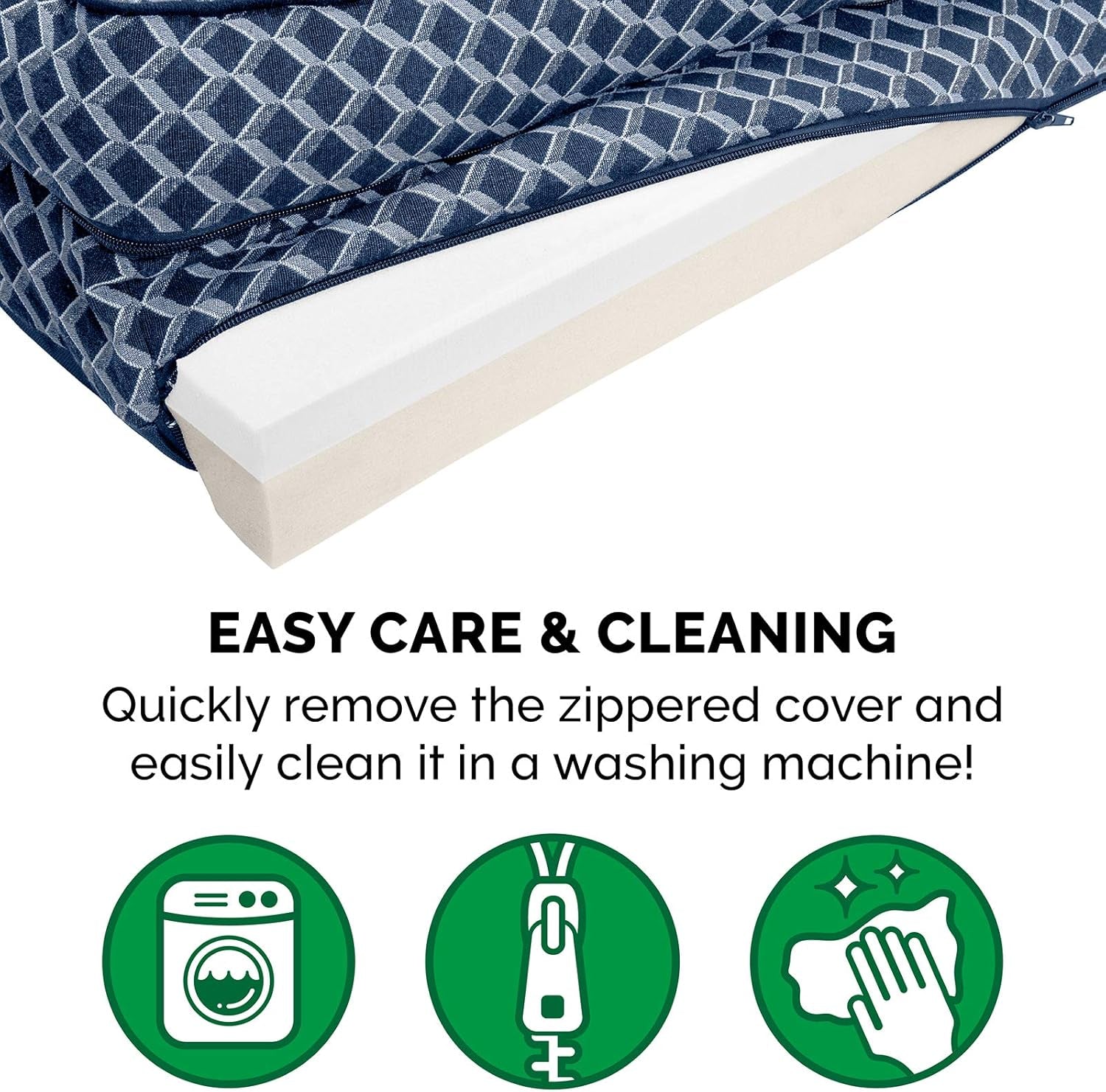 Cozy Memory Foam Dog Bed with Removable Bolsters & Washable Cover - Perfect for Medium/Small Dogs up to 35 Lbs - Stylish Diamond Blue Design
