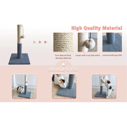 Deluxe 20" Cat Scratching Post with Sisal Toy Board - Perfect for Indoor Cats!