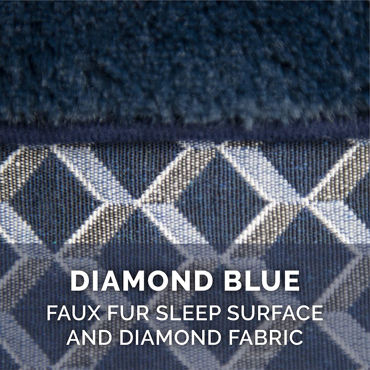 Cozy Memory Foam Dog Bed with Removable Bolsters & Washable Cover - Perfect for Medium/Small Dogs up to 35 Lbs - Stylish Diamond Blue Design