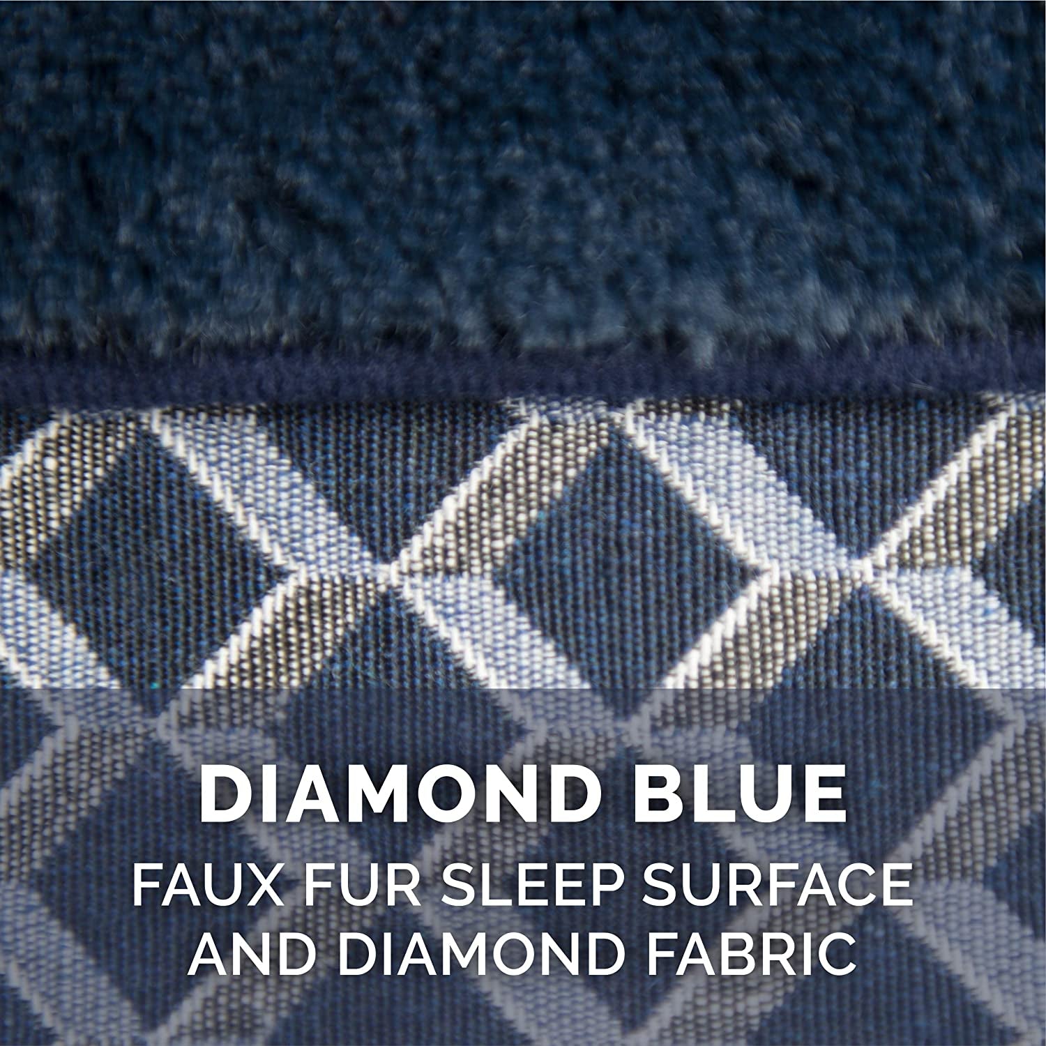 Cozy Memory Foam Dog Bed with Removable Bolsters & Washable Cover - Perfect for Medium/Small Dogs up to 35 Lbs - Stylish Diamond Blue Design