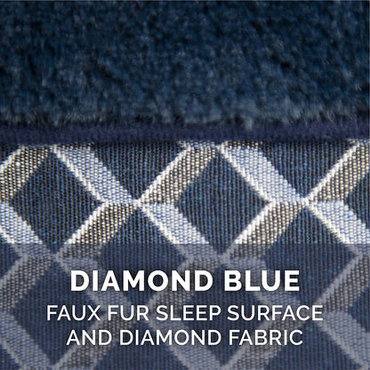 Cozy Memory Foam Dog Bed with Removable Bolsters & Washable Cover - Perfect for Medium/Small Dogs up to 35 Lbs - Stylish Diamond Blue Design