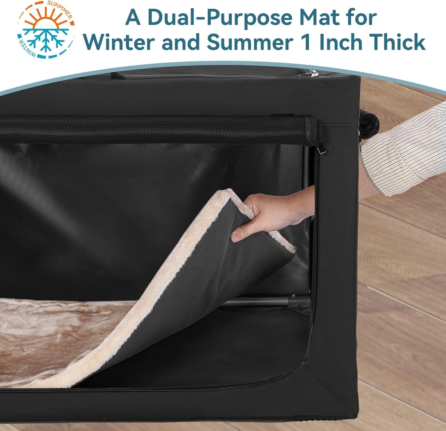 Ultimate Portable Dog Crate for Small Dogs - 24" Soft Travel Kennel with Lockable Zippers, Thick Mat, and Adjustable Steel Frame - Perfect for Indoor & Outdoor Use!